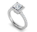 Load image into Gallery viewer, 1 Carat Princess Cut Solitaire Square Halo Diamond Shank Platinum Ring JL PT RH PR 130   Jewelove.US
