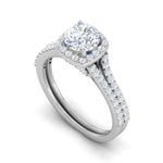 Load image into Gallery viewer, 0.50cts Solitaire Halo Diamond Split Shank Platinum Ring JL PT WB573E   Jewelove.US
