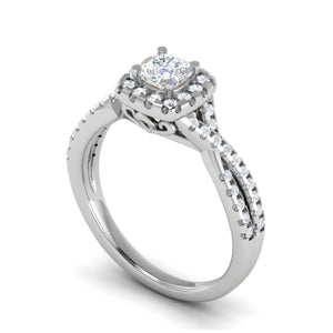 0.30 cts. Cushion Solitaire Halo Twisted Shank Platinum Ring JL PT JRW1547MM   Jewelove.US