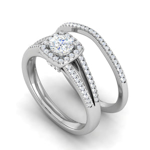 0.30 cts Solitaire Square Halo Diamond Split Shank Platinum Ring JL PT MHD278   Jewelove.US