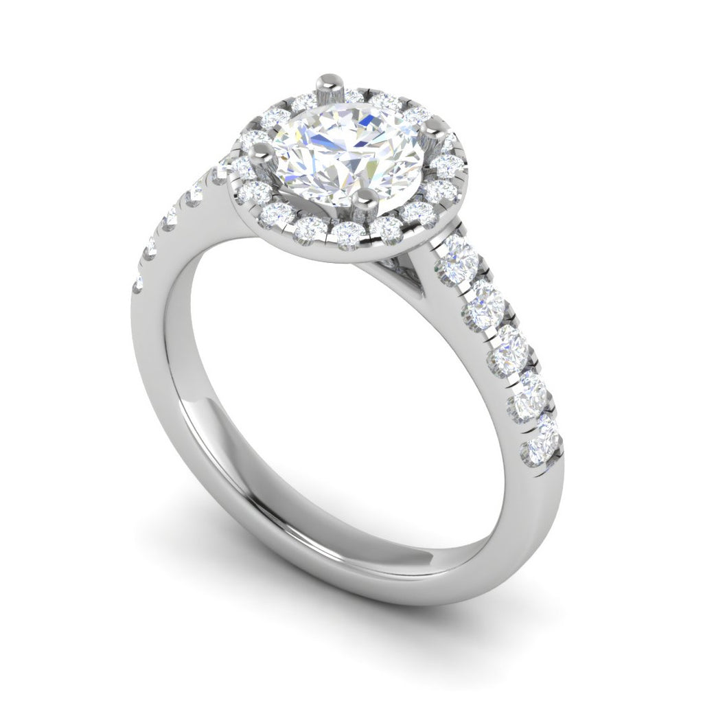 0.70 cts Solitaire Halo Diamond Shank Platinum Ring JL PT RH RD 151   Jewelove.US