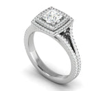 Load image into Gallery viewer, 0.70 cts Princess Cut Solitaire Square Double Halo Diamond Split Shank Platinum Ring JL PT RH PR 116   Jewelove.US
