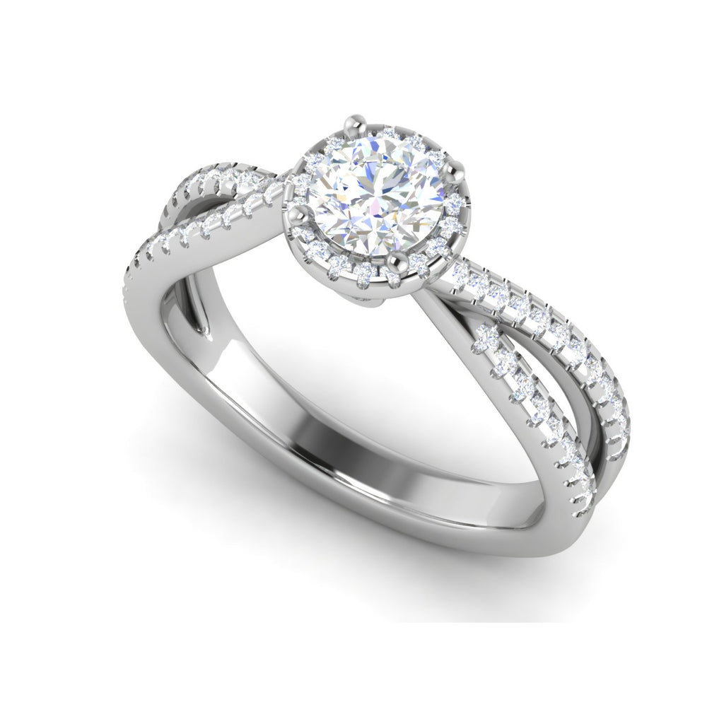 0.50 cts Solitaire Halo Diamond Split Shank Platinum Ring JL PT RP RD 219   Jewelove.US