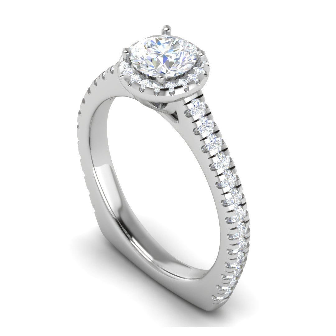0.50 cts Halo Diamond Shank Solitaire Platinum Ring JL PT RH RD 184   Jewelove.US
