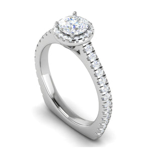 0.50 cts Halo Diamond Shank Solitaire Platinum Ring JL PT RH RD 184   Jewelove.US
