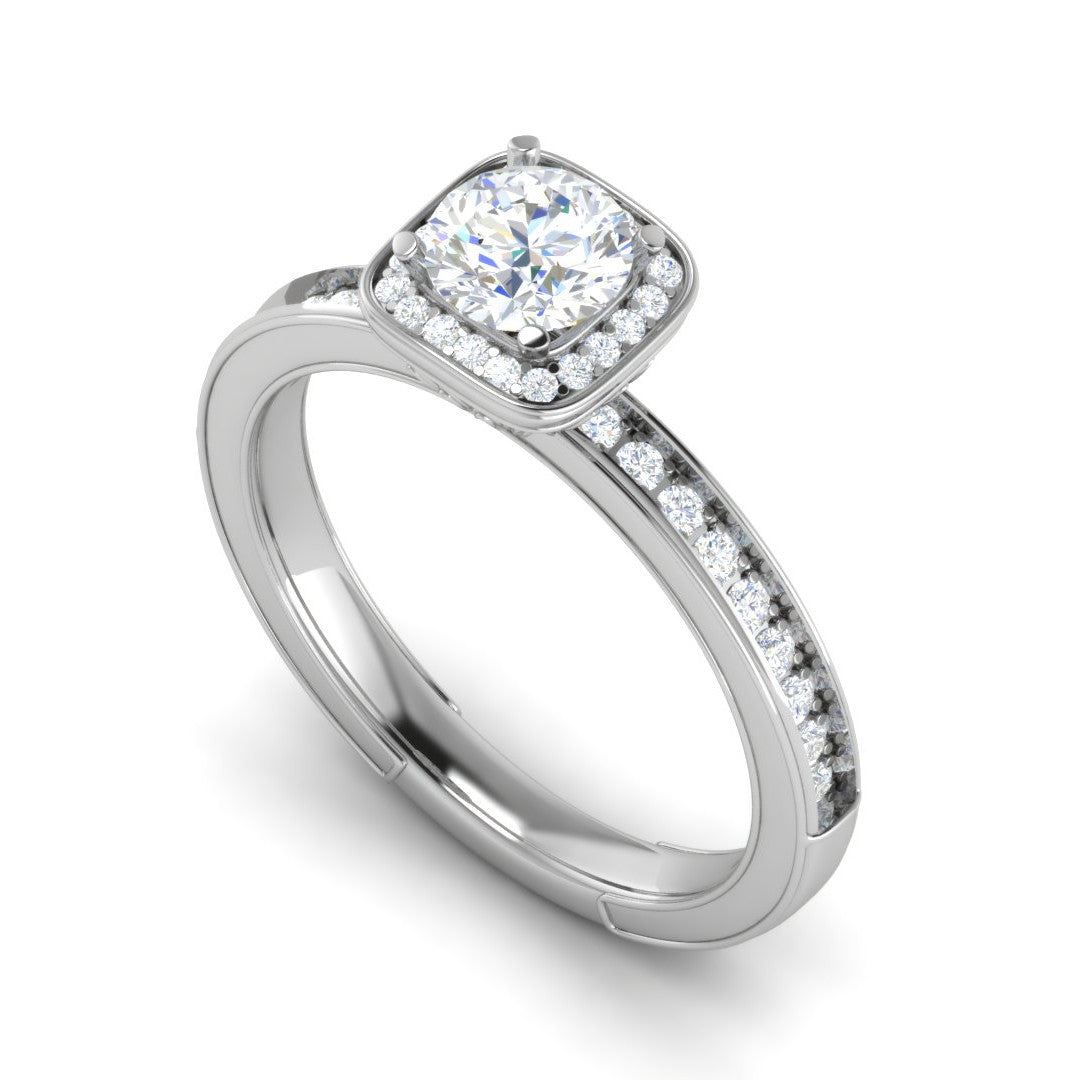 0.50 cts Solitaire Square Halod Diamond Shank Platinum Ring JL PT RH RD 190   Jewelove.US
