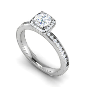 0.50 cts Solitaire Square Halod Diamond Shank Platinum Ring JL PT RH RD 190   Jewelove.US
