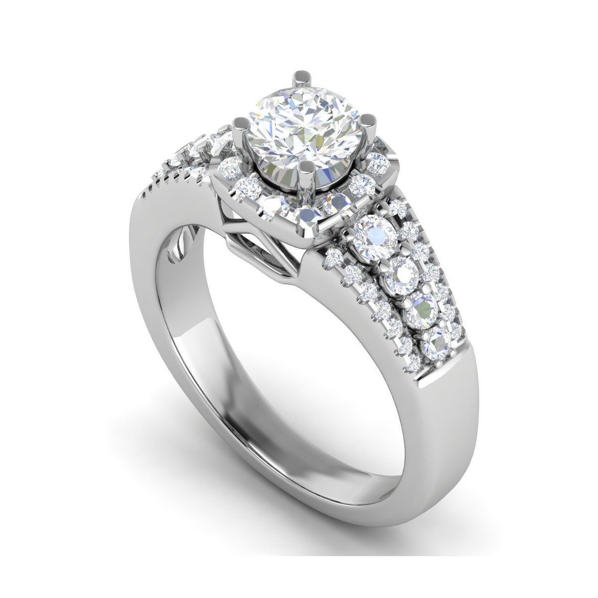 0.30 cts. Solitaire Platinum Halo Diamond Split Shank Engagement Ring JL PT WB6016   Jewelove