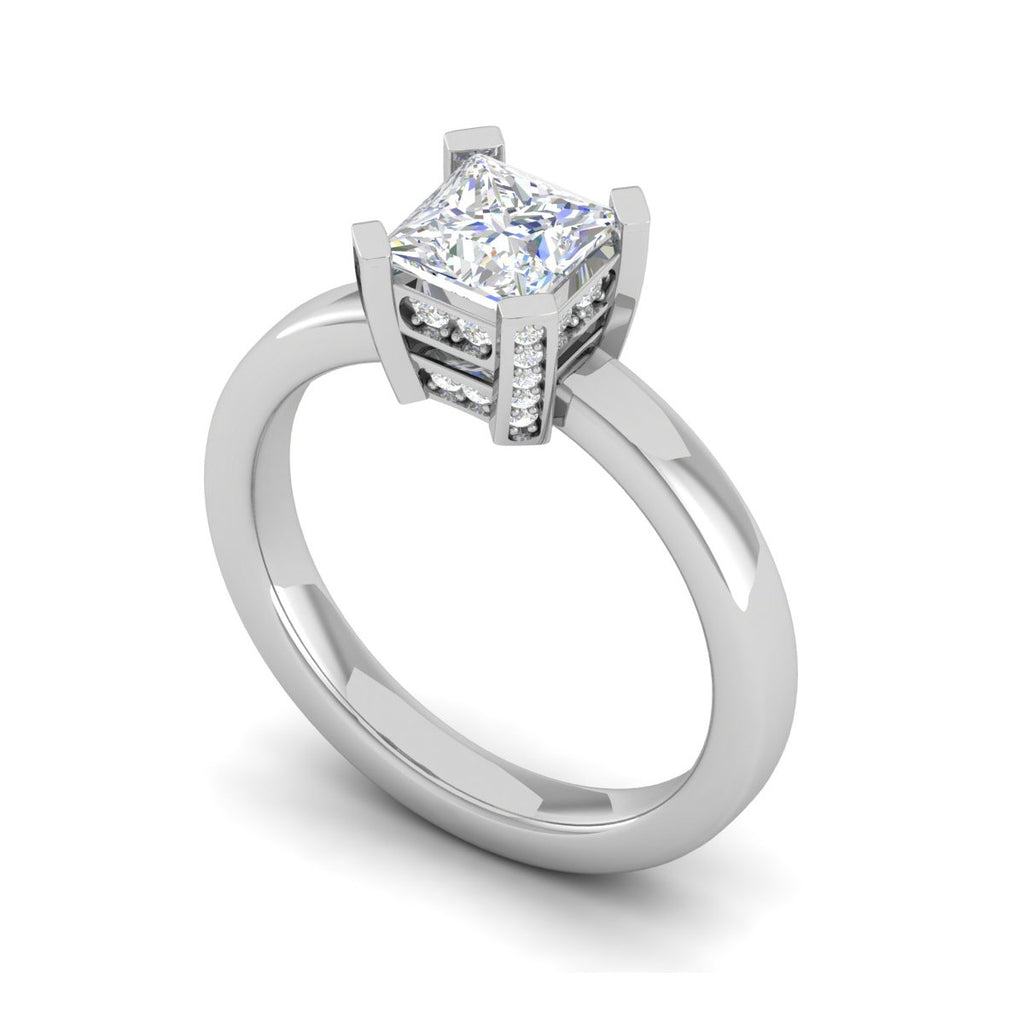1.00 cts Princess Cut Solitaire Platinum Diamonds Ring JL PT RS PR 131   Jewelove.US