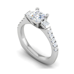 0.70 cts. Princess Cut Solitaire Platinum Shank Diamond Ring JL PT R3 PR 143   Jewelove.US