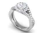 Load image into Gallery viewer, 1 Carat Solitaire Halo Diamond Twisted Platinum Ring JL PT RH RD 113   Jewelove.US
