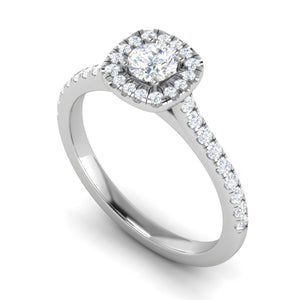 0.50 cts. Solitaire Square Halo Platinum Diamond Shank Ring JL PT RH RD 217   Jewelove.US