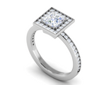 Load image into Gallery viewer, 1 Carat Princess Cut Solitaire Square Halo Diamond Shank Platinum Ring JL PT RH PR 167   Jewelove.US

