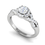 Load image into Gallery viewer, 0.50 cts Solitaire Halo Diamond Twisted Shank Platinum Ring JL PT RP RD 217   Jewelove.US
