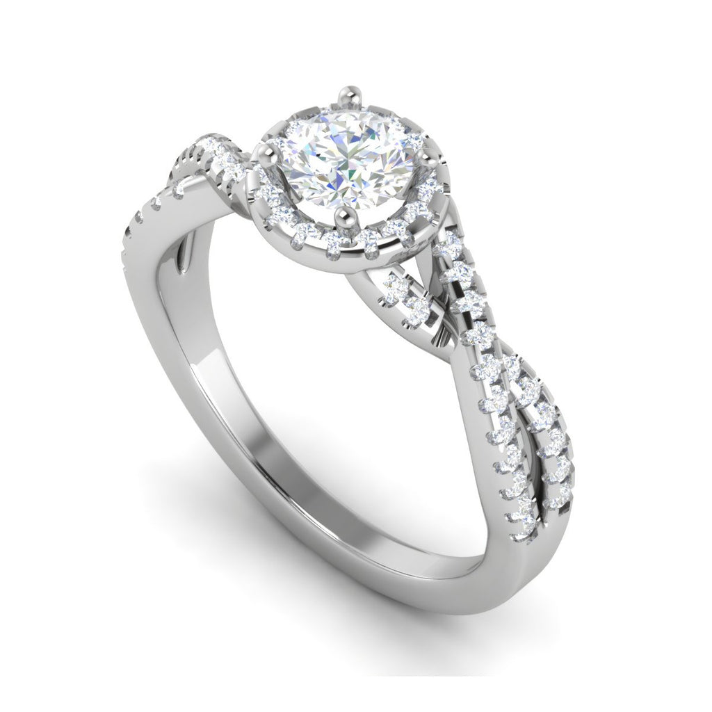 0.50 cts Solitaire Halo Diamond Twisted Platinum Ring JL PT RP RD 203   Jewelove.US