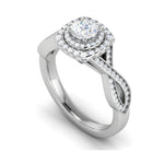 Load image into Gallery viewer, 0.30 cts Solitaire Double Halo Diamond Twisted Shank Platinum Ring JL PT RP RD 204-A   Jewelove.US
