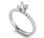 Load image into Gallery viewer, 0.50cts Princess Cut Solitaire with Diamond Shank Platinum Ring JL PT RC PR 255   Jewelove.US
