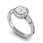 Load image into Gallery viewer, 0.70cts Solitaire Halo Diamond Shank Platinum Diamond Ring JL PT RH RD 155   Jewelove.US
