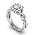 Load image into Gallery viewer, 0.40cts Princess Cut Solitaire Halo Diamond Twisted Platinum Ring for Women JL PT RV PR 151   Jewelove.US
