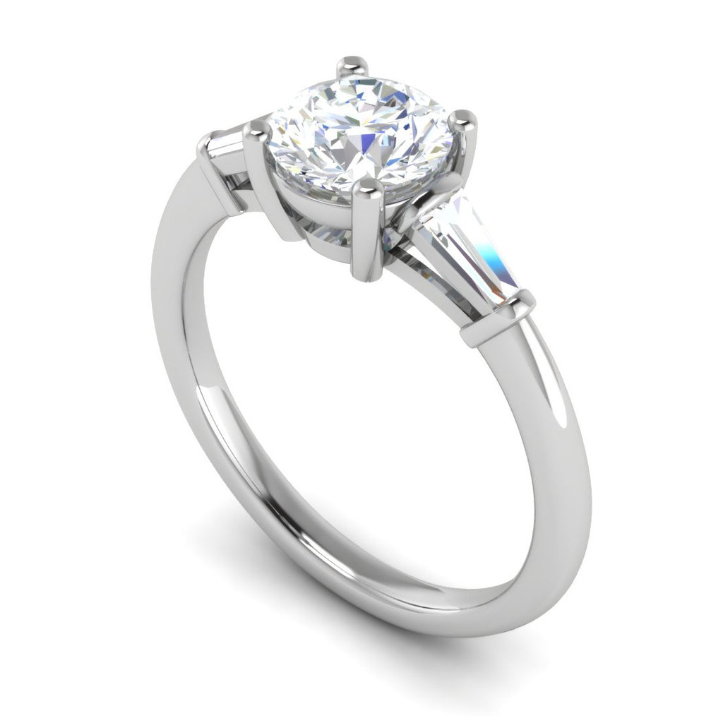 0.70 cts. Platinum Solitaire Diamond Ring with Baguette Accents JL PT R3 RD 118   Jewelove.US