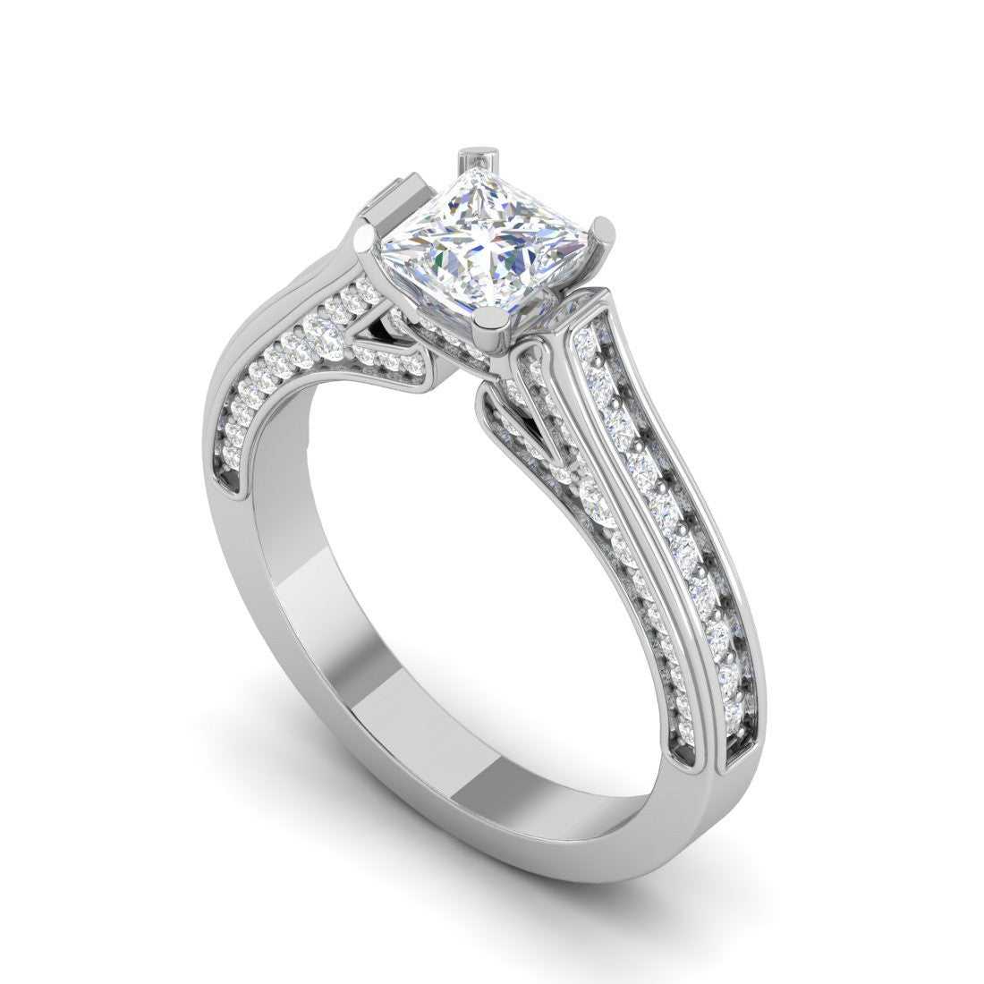 0.30 cts. Princess Cut Diamond Shank Platinum Solitaire Engagement Ring JL PT RP PR 130   Jewelove.US