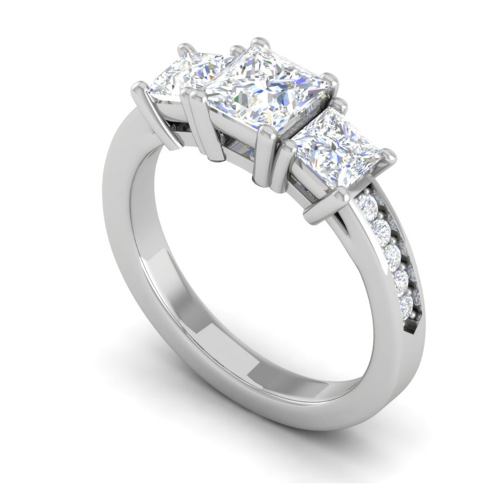 0.70 cts. Princess Cut Solitaire Platinum Shank Diamond Ring JL PT R3 PR 132   Jewelove.US