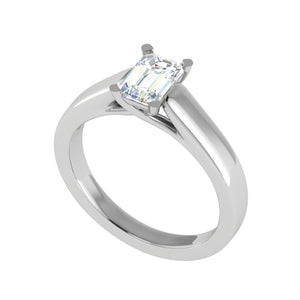 0.70 cts Emerald Cut Solitaire Diamond Platinum Ring JL PT RS EM 127   Jewelove.US