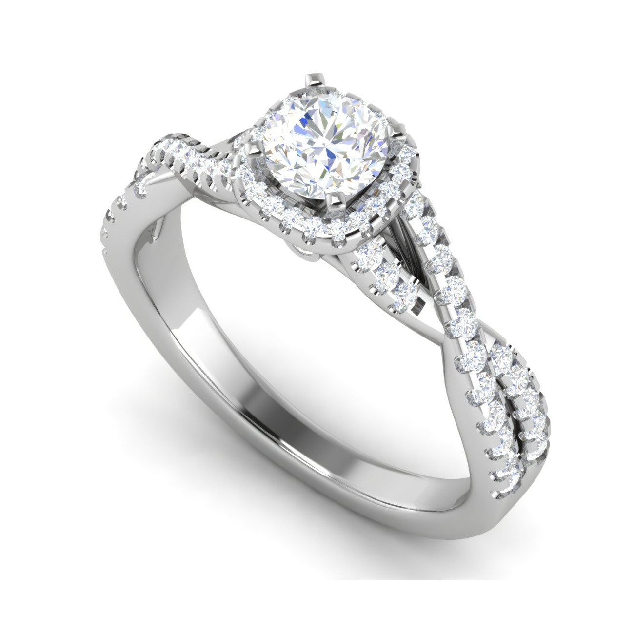 0.50 cts Solitaire Halo Diamond Twisted Shank Platinum Diamonds Ring JL PT RP RD 221   Jewelove.US