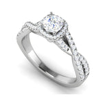 Load image into Gallery viewer, 0.50 cts Solitaire Halo Diamond Twisted Shank Platinum Diamonds Ring JL PT RP RD 221   Jewelove.US
