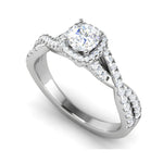 Load image into Gallery viewer, 0.50 cts Solitaire Halo Diamond Twisted Shank Platinum Diamonds Ring JL PT RP RD 221   Jewelove.US
