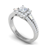 Load image into Gallery viewer, 0.30 cts. Princess Cut Diamond Halo Diamond Split Shank Platinum Solitaire Engagement Ring JL PT WB5999E   Jewelove.US
