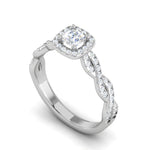 Load image into Gallery viewer, 0.30 cts. Cushion Solitaire Halo Diamond Twisted Shank Platinum Ring JL PT RP CU 202   Jewelove.US
