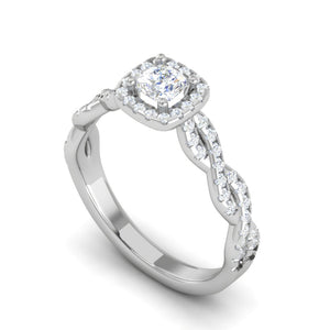 0.30 cts. Cushion Solitaire Halo Diamond Twisted Shank Platinum Ring JL PT RP CU 202   Jewelove.US