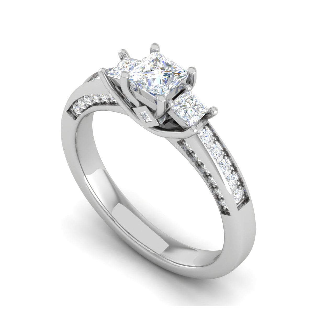 0.30cts. Princess Cut Diamond Split Shank Platinum Ring JL PT RP PR 213   Jewelove.US