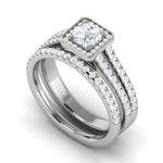 Load image into Gallery viewer, 0.50 cts Platinum Solitaire Square Halo Split Ring for Women JL PT RH RD 300   Jewelove
