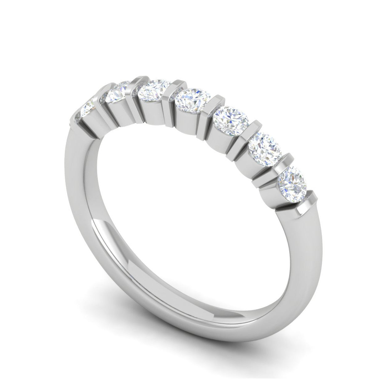 7 Pointer Half Eternity Diamond Platinum Ring for Women JL PT WB RD 146   Jewelove