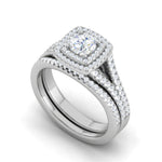 Load image into Gallery viewer, 0.50cts Solitaire Double Halo Diamond Split Shank Platinum Ring JL PT RV RD 145   Jewelove.US
