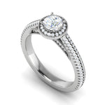 Load image into Gallery viewer, 0.50 cts Solitaire Halo Diamond Split Shank Platinum Ring JL PT RH RD 206   Jewelove.US
