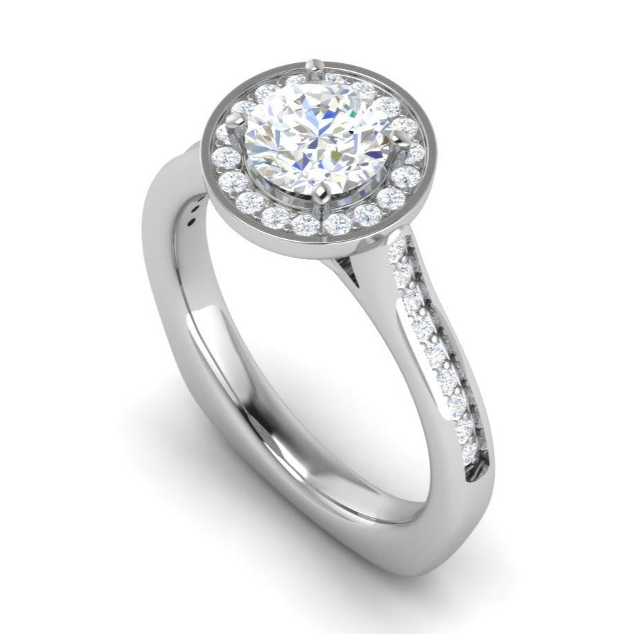 0.70cts Solitaire Halo Diamond Shank Platinum Ring JL PT RH RD 156   Jewelove.US