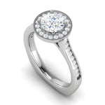 Load image into Gallery viewer, 0.70cts Solitaire Halo Diamond Shank Platinum Ring JL PT RH RD 156   Jewelove.US
