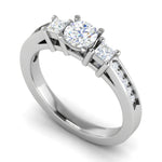 Load image into Gallery viewer, 0.70 cts Solitaire Shank Platinum Ring with 2 Princess Cut Side Diamond JL PT R3 RD 103   Jewelove.US
