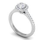 Load image into Gallery viewer, 0.50 cts Princess Cut Solitaire Halo Diamond Shank Platinum Ring JL PT RH PR 286   Jewelove.US
