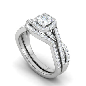 0.25 cts Solitaire Halo Diamond Twisted Shank Platinum Ring for Women JL PT RV RD 143   Jewelove