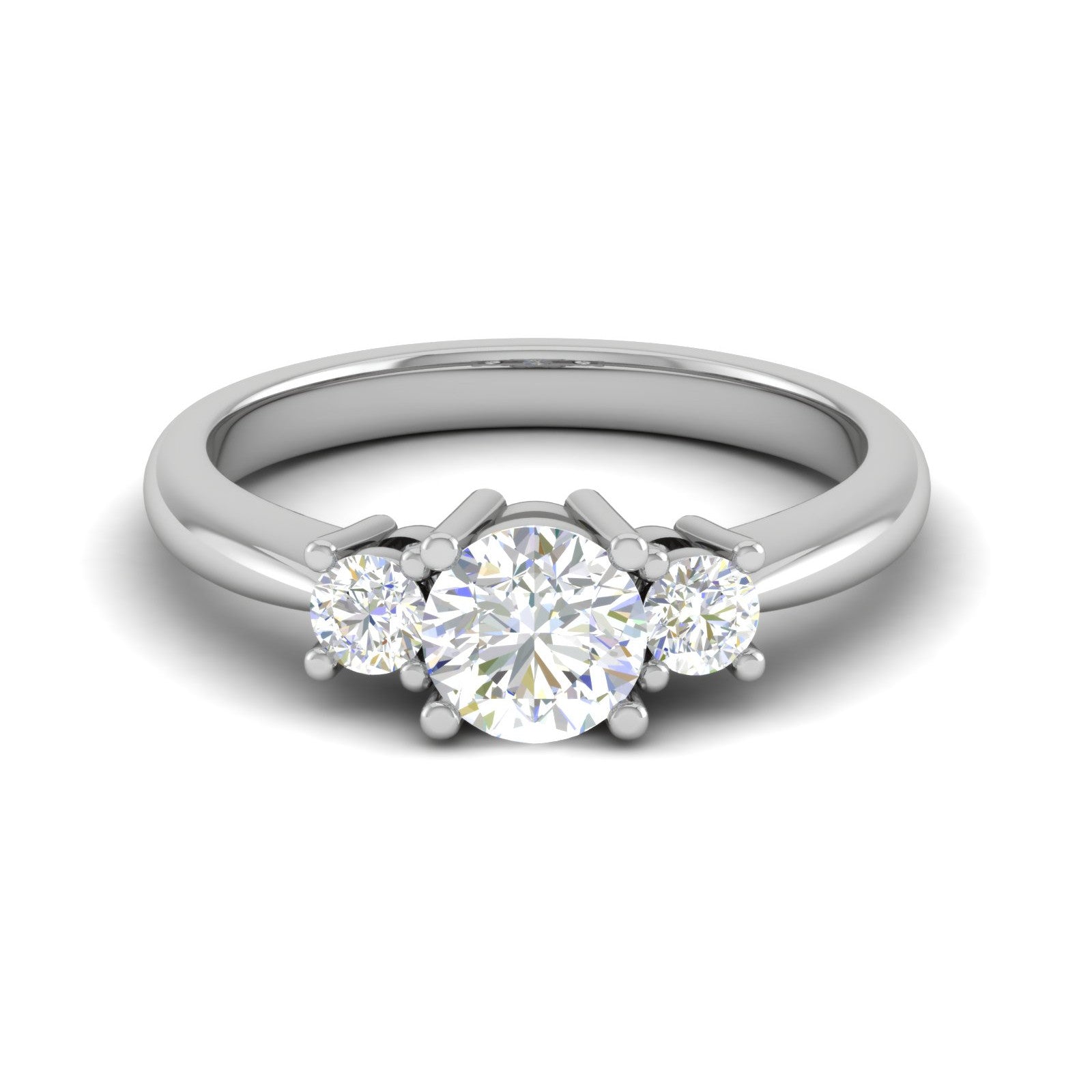 0.70 cts Solitaire Three Stone Platinum Diamond Accents Ring JL PT R3 RD 106   Jewelove.US