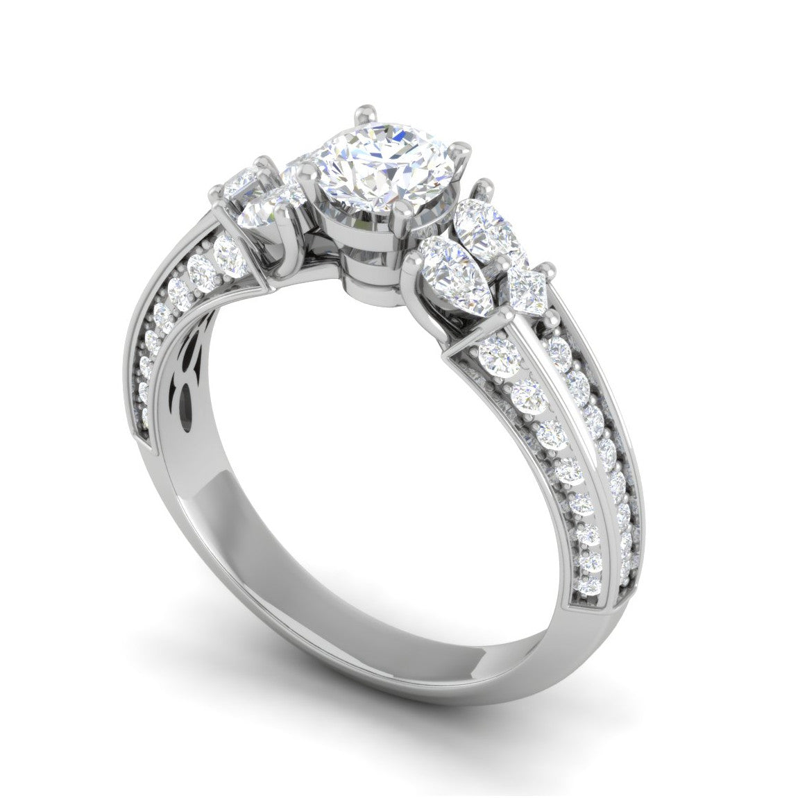 0.30 cts Solitaire with Pear Diamond Split Shank Platinum Ring JL PT MHD0215M   Jewelove.US