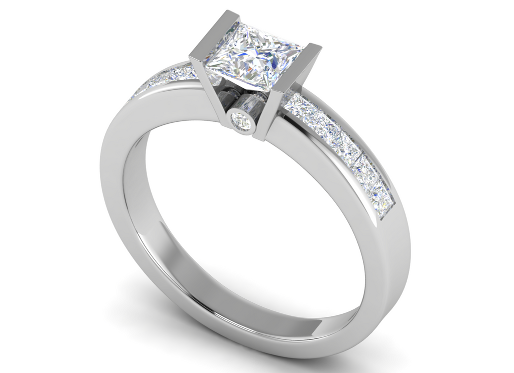0.50 cts Princess Cut Solitaire Diamond Shank Platinum Ring JL PT RC PR 195   Jewelove.US