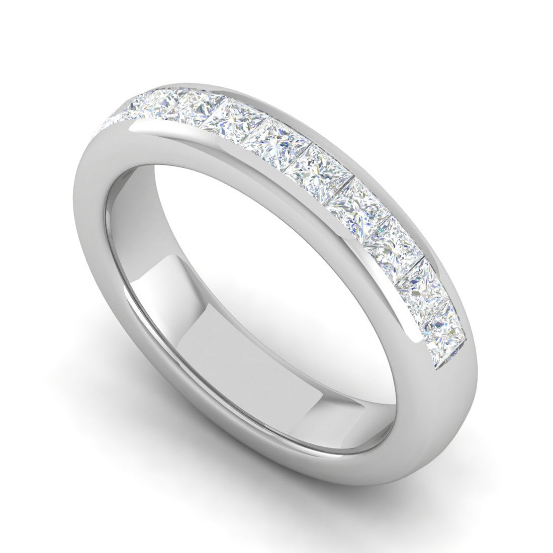 10 Pointer Half Eternity Platinum Princess cut Diamonds Ring for Women JL PT WB PR 114   Jewelove