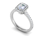 Load image into Gallery viewer, 0.70cts Emerald Cut Diamond Halo Diamond Shank Platinum Ring JL PT RH EM 133   Jewelove.US
