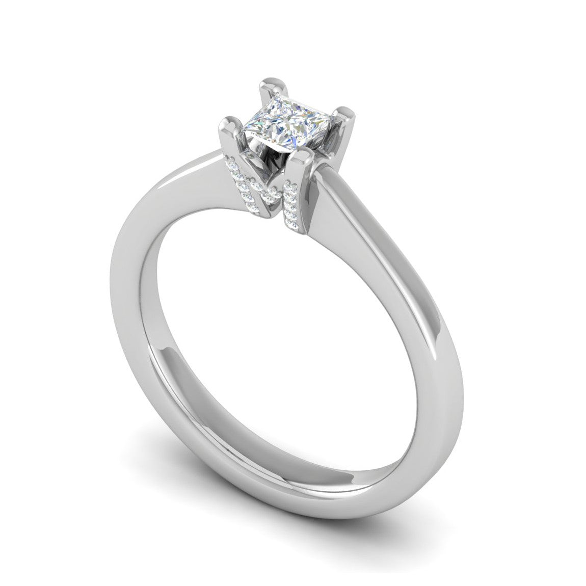 0.15 cts. Princess Cut Solitaire Diamond Platinum Engagement Ring JL PT MHD273EG   Jewelove.US