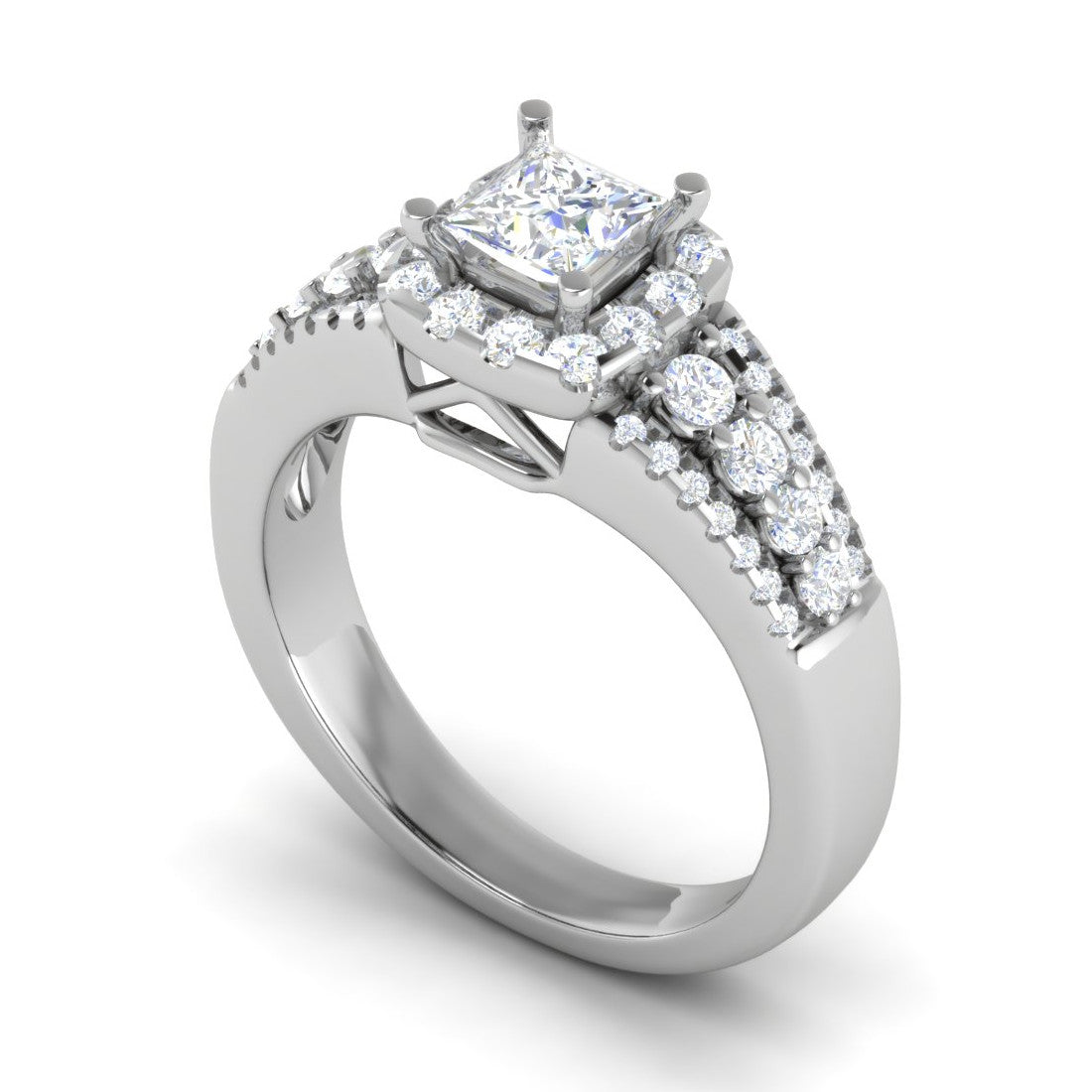 0.30 cts. Solitaire Platinum Square Halo Diamond Split Shank Engagement Ring JL PT WB6015   Jewelove